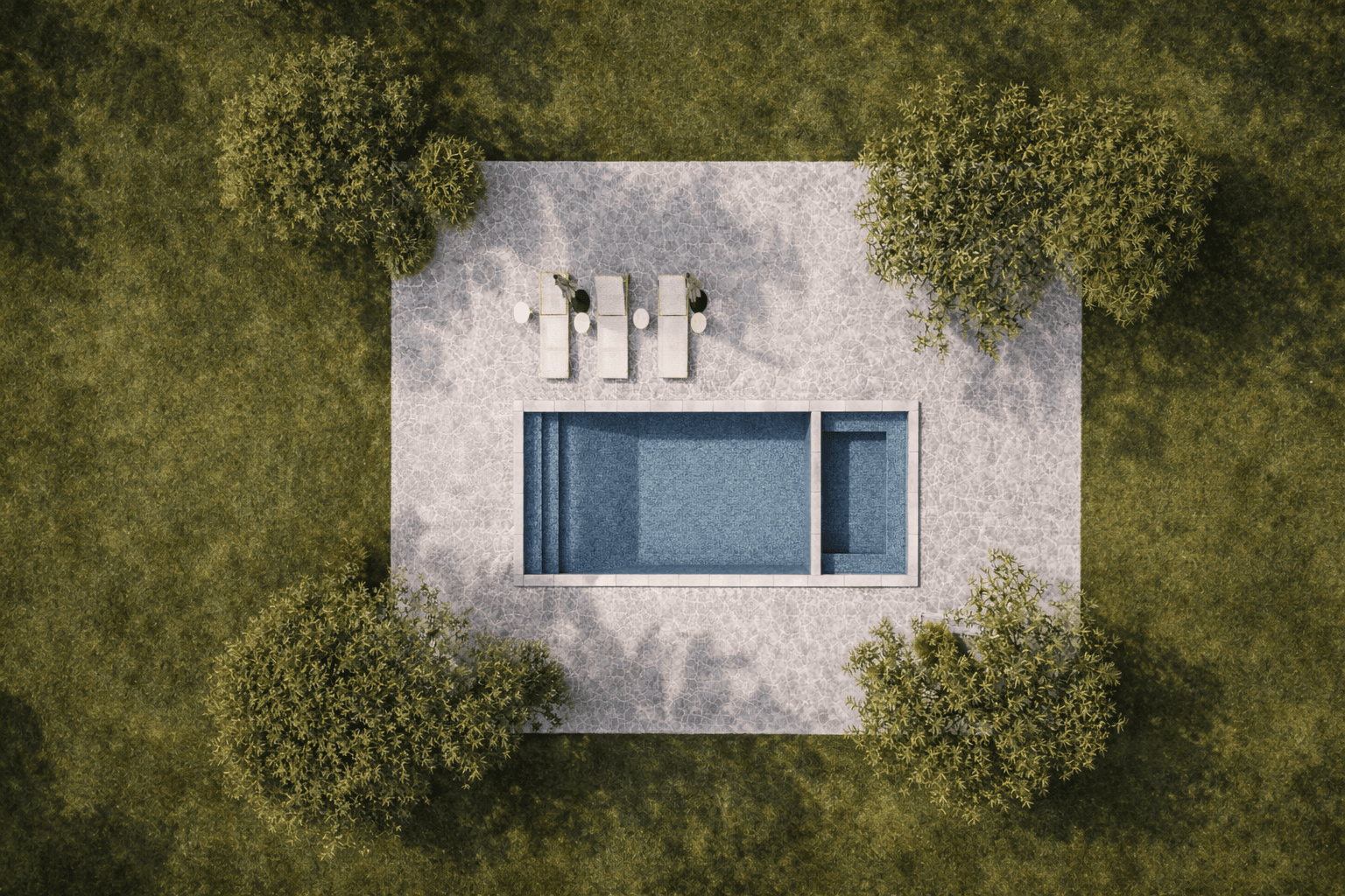 ModuBlu modular villa exterior with a poolside setting