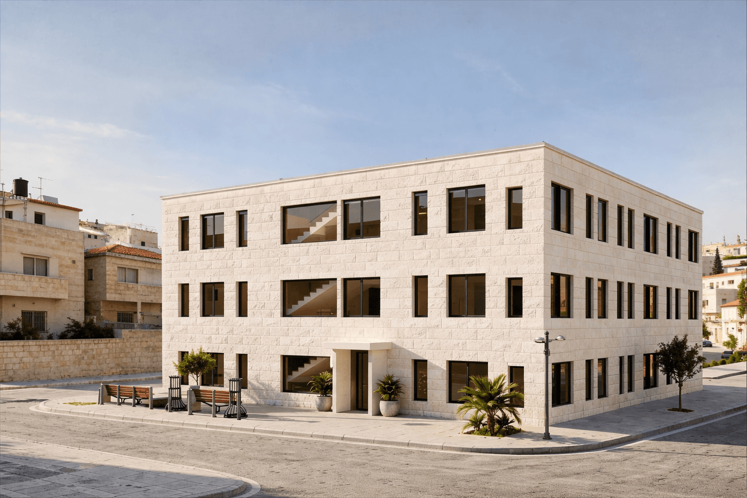 modurise modular villa exterior with a poolside setting